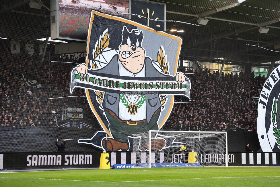 Sturm Graz - Rapid
Oesterreichische Fussball Bundesliga, 19. Runde, SK Sturm Graz - SK Rapid Wien, Stadion Liebenau Graz, 18.02.2024. 

Foto zeigt Fans von Sturm mit einer Choreografie
