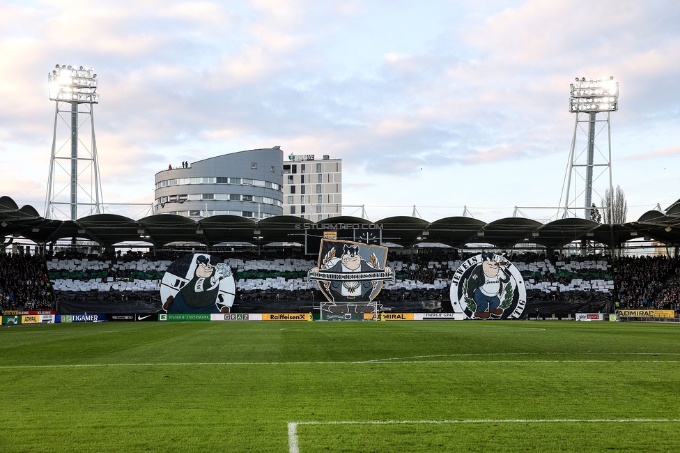 Sturm Graz - Rapid
Oesterreichische Fussball Bundesliga, 19. Runde, SK Sturm Graz - SK Rapid Wien, Stadion Liebenau Graz, 18.02.2024. 

Foto zeigt Fans von Sturm mit einer Choreografie
