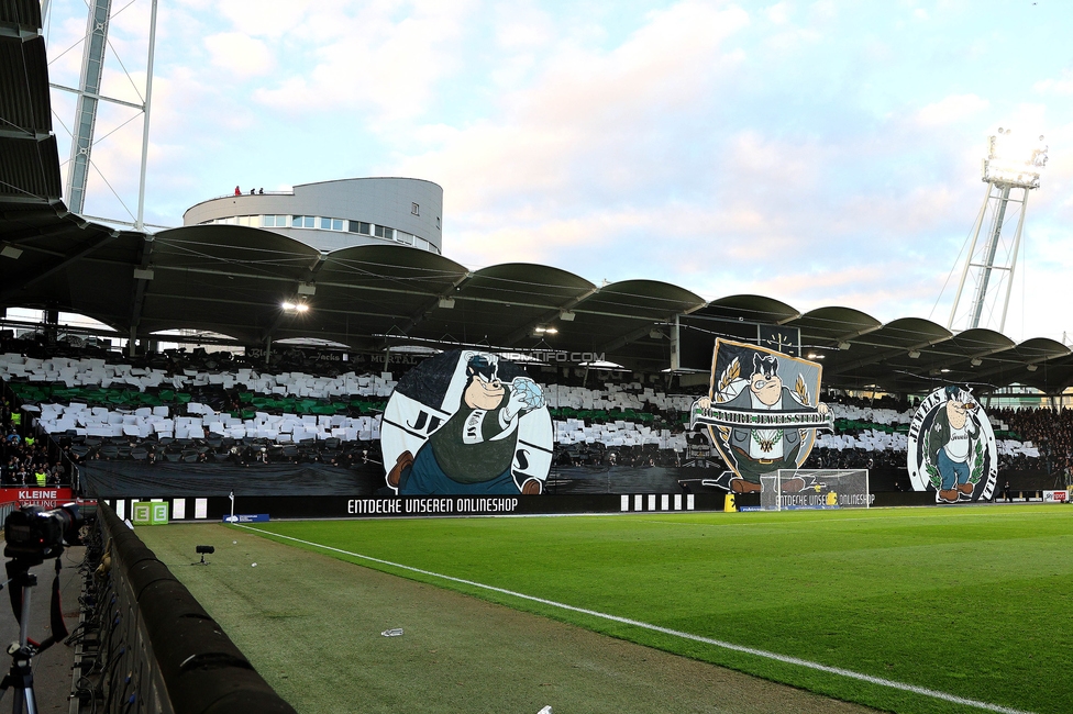 Sturm Graz - Rapid
Oesterreichische Fussball Bundesliga, 19. Runde, SK Sturm Graz - SK Rapid Wien, Stadion Liebenau Graz, 18.02.2024. 

Foto zeigt Fans von Sturm mit einer Choreografie
