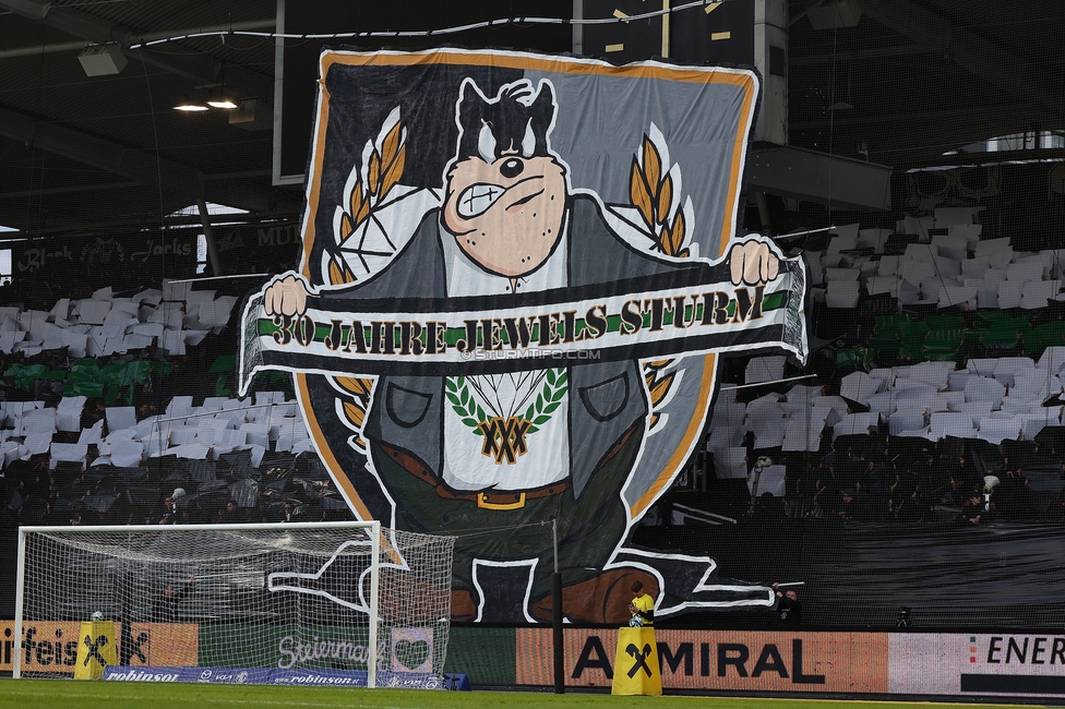 Sturm Graz - Rapid
Oesterreichische Fussball Bundesliga, 19. Runde, SK Sturm Graz - SK Rapid Wien, Stadion Liebenau Graz, 18.02.2024. 

Foto zeigt Fans von Sturm mit einer Choreografie
