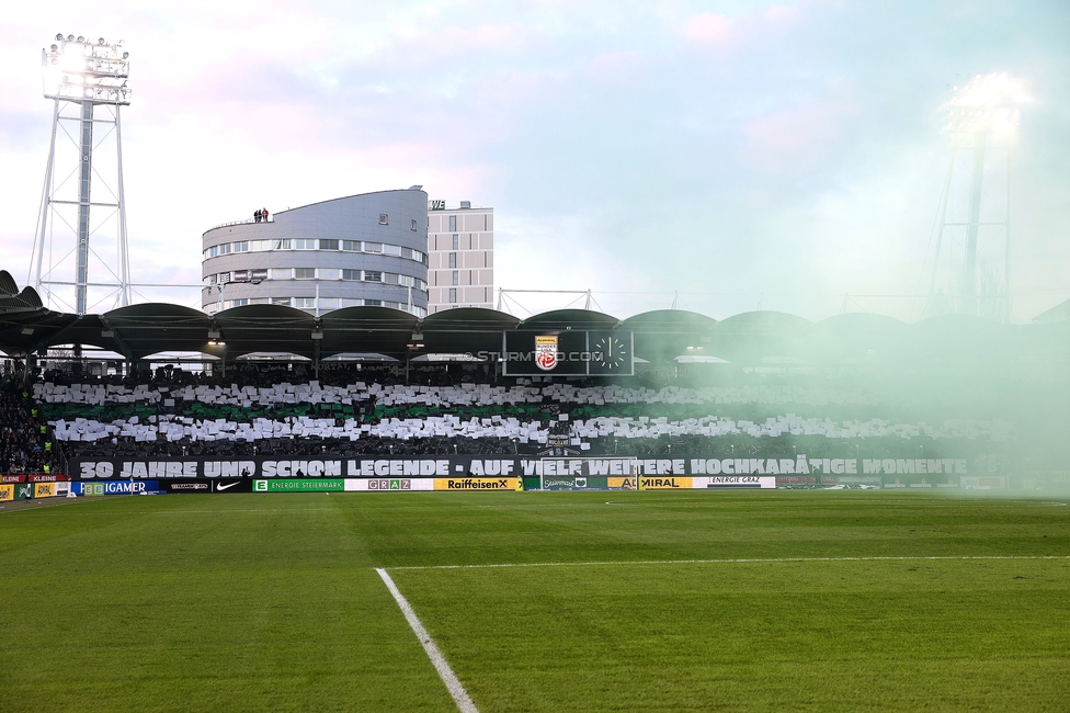 Sturm Graz - Rapid
Oesterreichische Fussball Bundesliga, 19. Runde, SK Sturm Graz - SK Rapid Wien, Stadion Liebenau Graz, 18.02.2024. 

Foto zeigt Fans von Sturm mit einer Choreografie
