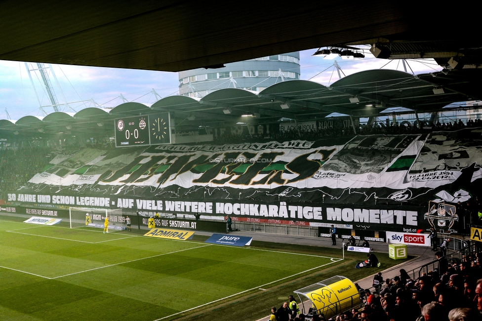 Sturm Graz - Rapid
Oesterreichische Fussball Bundesliga, 19. Runde, SK Sturm Graz - SK Rapid Wien, Stadion Liebenau Graz, 18.02.2024. 

Foto zeigt Fans von Sturm mit einer Choreografie
