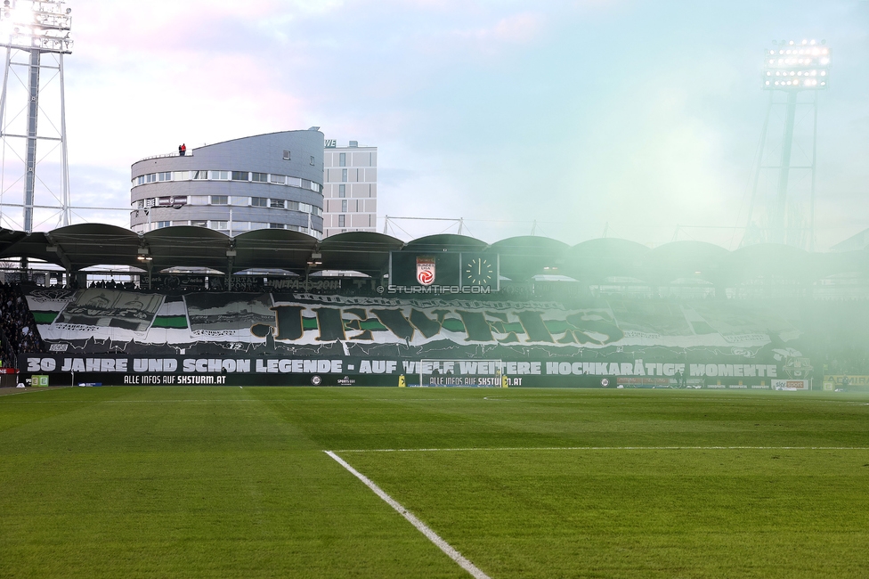 Sturm Graz - Rapid
Oesterreichische Fussball Bundesliga, 19. Runde, SK Sturm Graz - SK Rapid Wien, Stadion Liebenau Graz, 18.02.2024. 

Foto zeigt Fans von Sturm mit einer Choreografie
