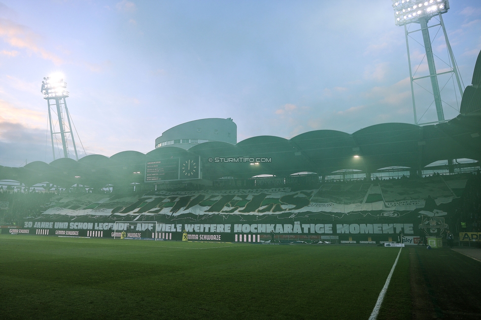 Sturm Graz - Rapid
Oesterreichische Fussball Bundesliga, 19. Runde, SK Sturm Graz - SK Rapid Wien, Stadion Liebenau Graz, 18.02.2024. 

Foto zeigt Fans von Sturm mit einer Choreografie
