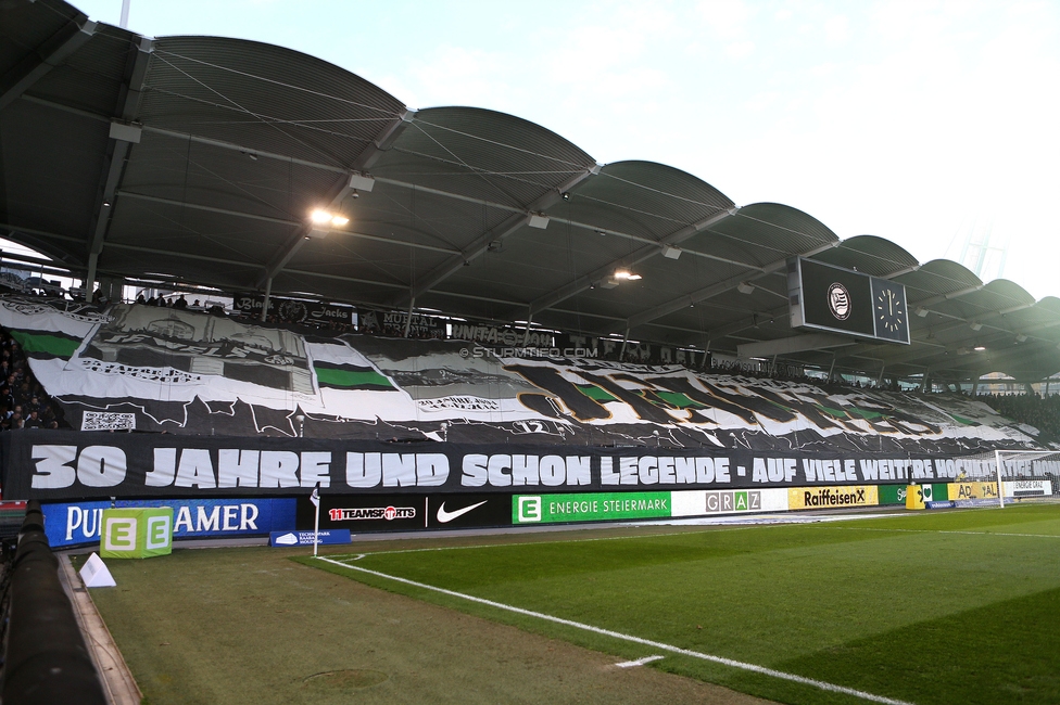 Sturm Graz - Rapid
Oesterreichische Fussball Bundesliga, 19. Runde, SK Sturm Graz - SK Rapid Wien, Stadion Liebenau Graz, 18.02.2024. 

Foto zeigt Fans von Sturm mit einer Choreografie
