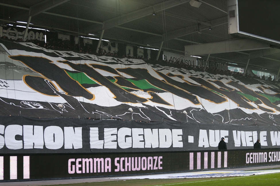 Sturm Graz - Rapid
Oesterreichische Fussball Bundesliga, 19. Runde, SK Sturm Graz - SK Rapid Wien, Stadion Liebenau Graz, 18.02.2024. 

Foto zeigt Fans von Sturm mit einer Choreografie
