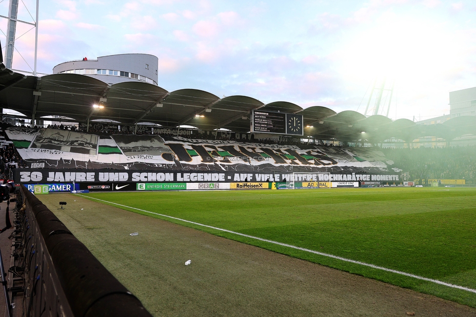 Sturm Graz - Rapid
Oesterreichische Fussball Bundesliga, 19. Runde, SK Sturm Graz - SK Rapid Wien, Stadion Liebenau Graz, 18.02.2024. 

Foto zeigt Fans von Sturm mit einer Choreografie
