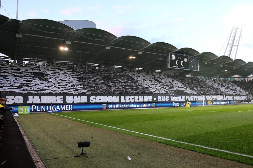 Sturm Graz - Rapid
Oesterreichische Fussball Bundesliga, 19. Runde, SK Sturm Graz - SK Rapid Wien, Stadion Liebenau Graz, 18.02.2024. 

Foto zeigt Fans von Sturm mit einer Choreografie
