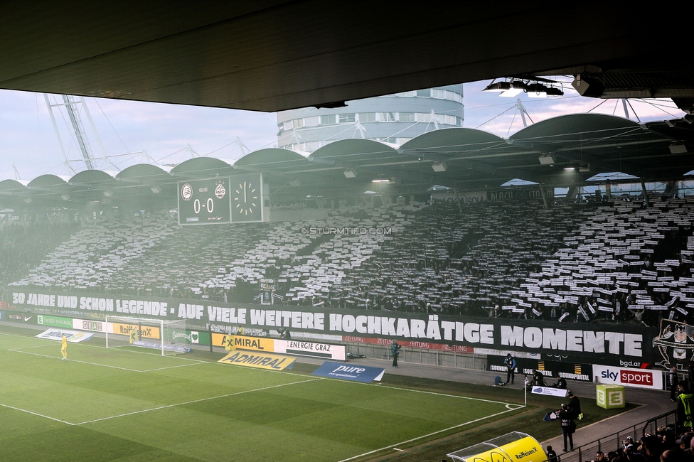 Sturm Graz - Rapid
Oesterreichische Fussball Bundesliga, 19. Runde, SK Sturm Graz - SK Rapid Wien, Stadion Liebenau Graz, 18.02.2024. 

Foto zeigt Fans von Sturm mit einer Choreografie
