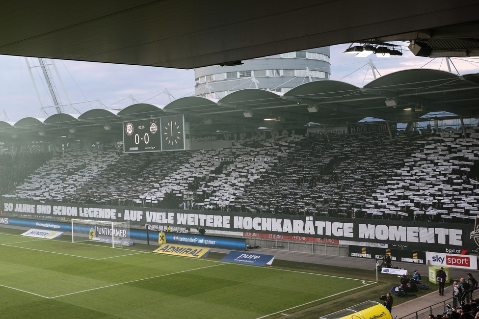 Sturm Graz - Rapid
Oesterreichische Fussball Bundesliga, 19. Runde, SK Sturm Graz - SK Rapid Wien, Stadion Liebenau Graz, 18.02.2024. 

Foto zeigt Fans von Sturm mit einer Choreografie
