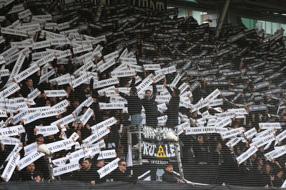 Sturm Graz - Rapid
Oesterreichische Fussball Bundesliga, 19. Runde, SK Sturm Graz - SK Rapid Wien, Stadion Liebenau Graz, 18.02.2024. 

Foto zeigt Fans von Sturm mit einer Choreografie
