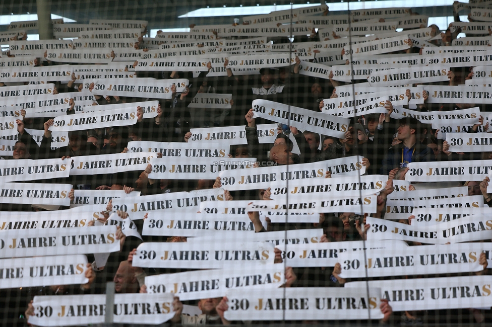 Sturm Graz - Rapid
Oesterreichische Fussball Bundesliga, 19. Runde, SK Sturm Graz - SK Rapid Wien, Stadion Liebenau Graz, 18.02.2024. 

Foto zeigt Fans von Sturm mit einer Choreografie
