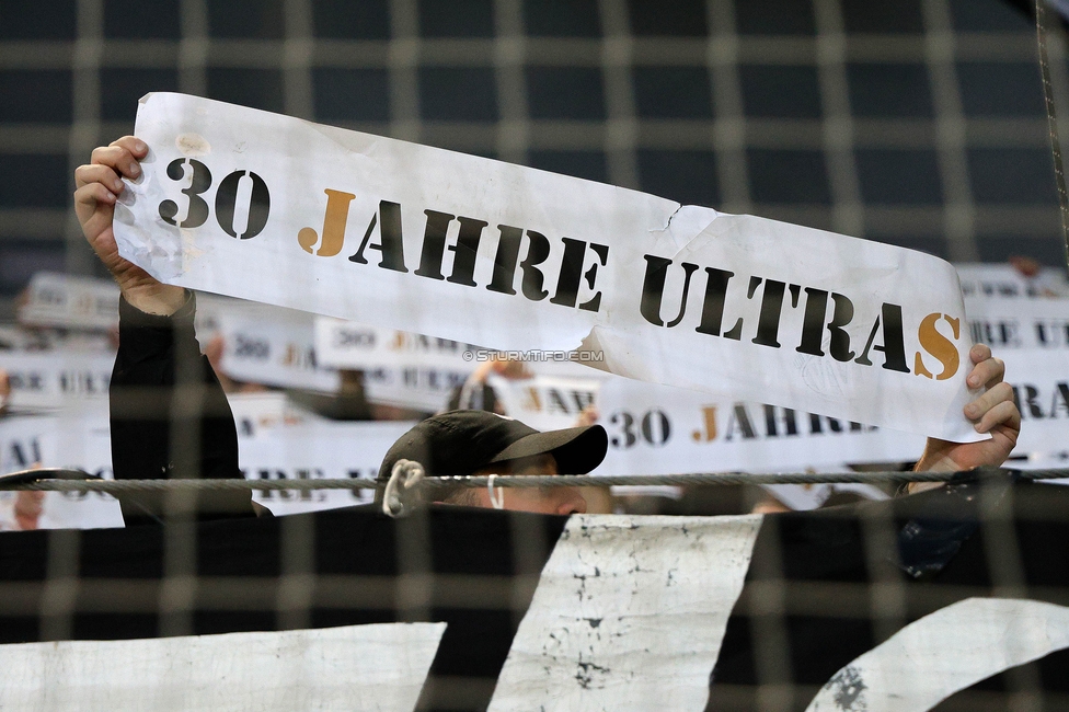 Sturm Graz - Rapid
Oesterreichische Fussball Bundesliga, 19. Runde, SK Sturm Graz - SK Rapid Wien, Stadion Liebenau Graz, 18.02.2024. 

Foto zeigt Fans von Sturm mit einer Choreografie
