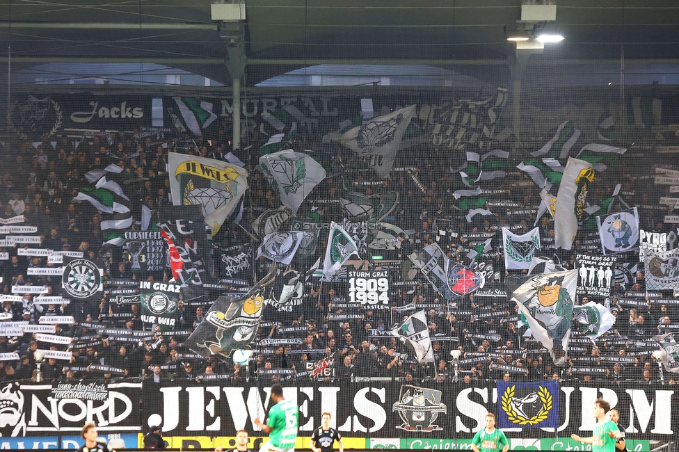 Sturm Graz - Rapid
Oesterreichische Fussball Bundesliga, 19. Runde, SK Sturm Graz - SK Rapid Wien, Stadion Liebenau Graz, 18.02.2024. 

Foto zeigt Fans von Sturm mit einer Choreografie
