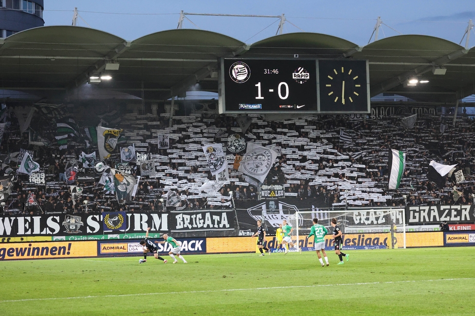 Sturm Graz - Rapid
Oesterreichische Fussball Bundesliga, 19. Runde, SK Sturm Graz - SK Rapid Wien, Stadion Liebenau Graz, 18.02.2024. 

Foto zeigt Fans von Sturm mit einer Choreografie
