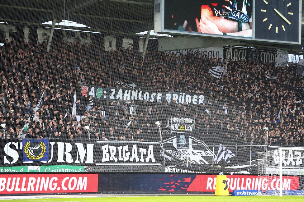 Sturm Graz - Rapid
Oesterreichische Fussball Bundesliga, 19. Runde, SK Sturm Graz - SK Rapid Wien, Stadion Liebenau Graz, 18.02.2024. 

Foto zeigt Fans von Sturm mit einem Spruchband
