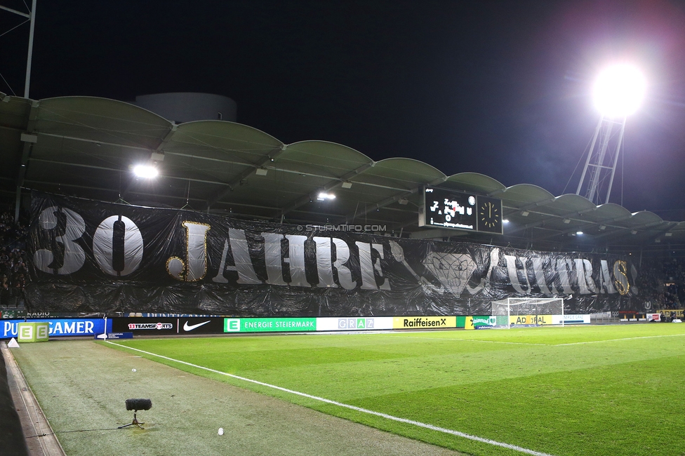 Sturm Graz - Rapid
Oesterreichische Fussball Bundesliga, 19. Runde, SK Sturm Graz - SK Rapid Wien, Stadion Liebenau Graz, 18.02.2024. 

Foto zeigt Fans von Sturm mit einer Choreografie
