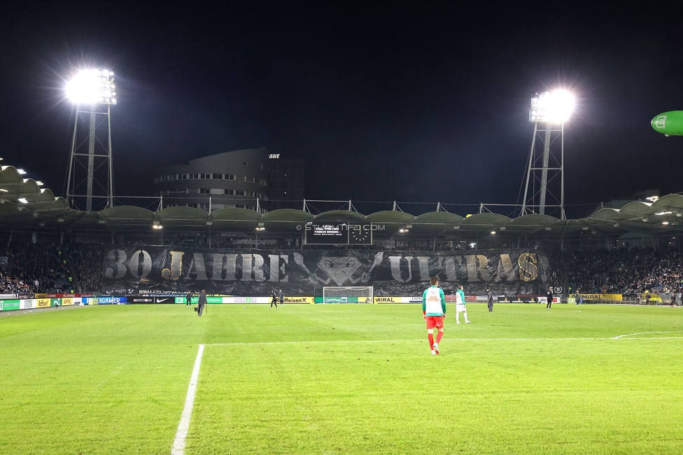 Sturm Graz - Rapid
Oesterreichische Fussball Bundesliga, 19. Runde, SK Sturm Graz - SK Rapid Wien, Stadion Liebenau Graz, 18.02.2024. 

Foto zeigt Fans von Sturm mit einer Choreografie
