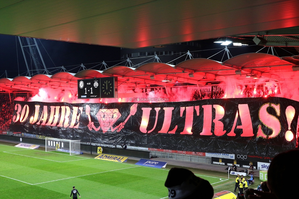 Sturm Graz - Rapid
Oesterreichische Fussball Bundesliga, 19. Runde, SK Sturm Graz - SK Rapid Wien, Stadion Liebenau Graz, 18.02.2024. 

Foto zeigt Fans von Sturm mit einer Choreografie
