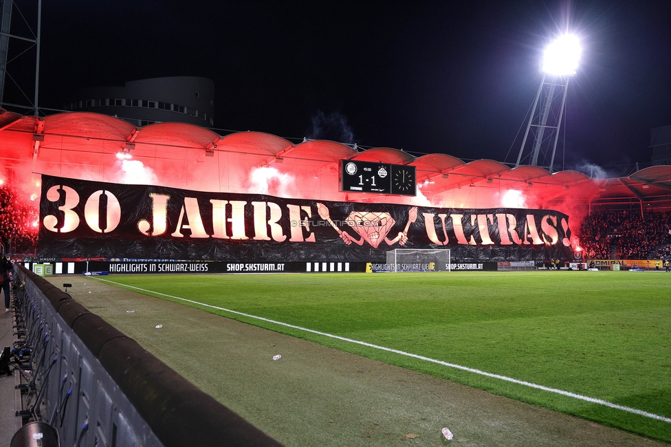 Sturm Graz - Rapid
Oesterreichische Fussball Bundesliga, 19. Runde, SK Sturm Graz - SK Rapid Wien, Stadion Liebenau Graz, 18.02.2024. 

Foto zeigt Fans von Sturm mit einer Choreografie
