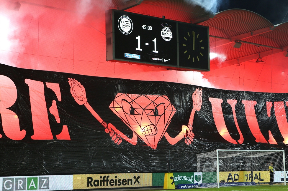 Sturm Graz - Rapid
Oesterreichische Fussball Bundesliga, 19. Runde, SK Sturm Graz - SK Rapid Wien, Stadion Liebenau Graz, 18.02.2024. 

Foto zeigt Fans von Sturm mit einer Choreografie
