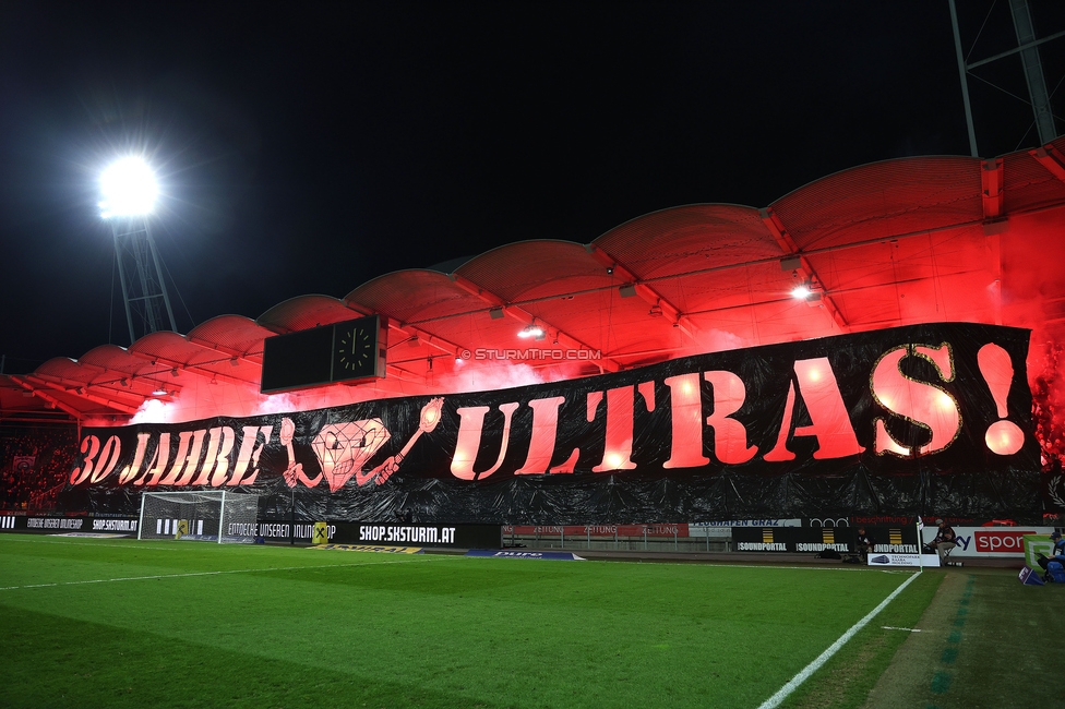 Sturm Graz - Rapid
Oesterreichische Fussball Bundesliga, 19. Runde, SK Sturm Graz - SK Rapid Wien, Stadion Liebenau Graz, 18.02.2024. 

Foto zeigt Fans von Sturm mit einer Choreografie
