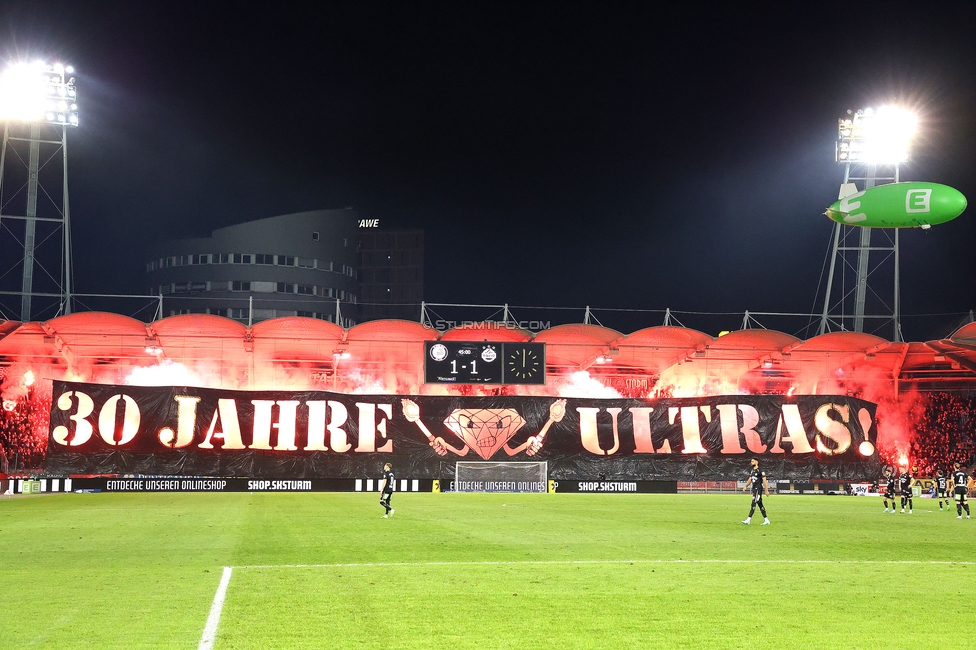 Sturm Graz - Rapid
Oesterreichische Fussball Bundesliga, 19. Runde, SK Sturm Graz - SK Rapid Wien, Stadion Liebenau Graz, 18.02.2024. 

Foto zeigt Fans von Sturm mit einer Choreografie
