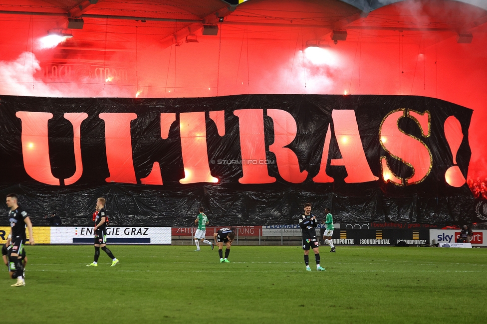 Sturm Graz - Rapid
Oesterreichische Fussball Bundesliga, 19. Runde, SK Sturm Graz - SK Rapid Wien, Stadion Liebenau Graz, 18.02.2024. 

Foto zeigt Fans von Sturm mit einer Choreografie
