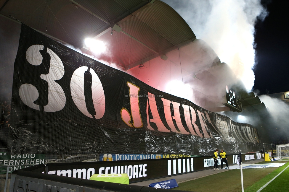 Sturm Graz - Rapid
Oesterreichische Fussball Bundesliga, 19. Runde, SK Sturm Graz - SK Rapid Wien, Stadion Liebenau Graz, 18.02.2024. 

Foto zeigt Fans von Sturm mit einer Choreografie
