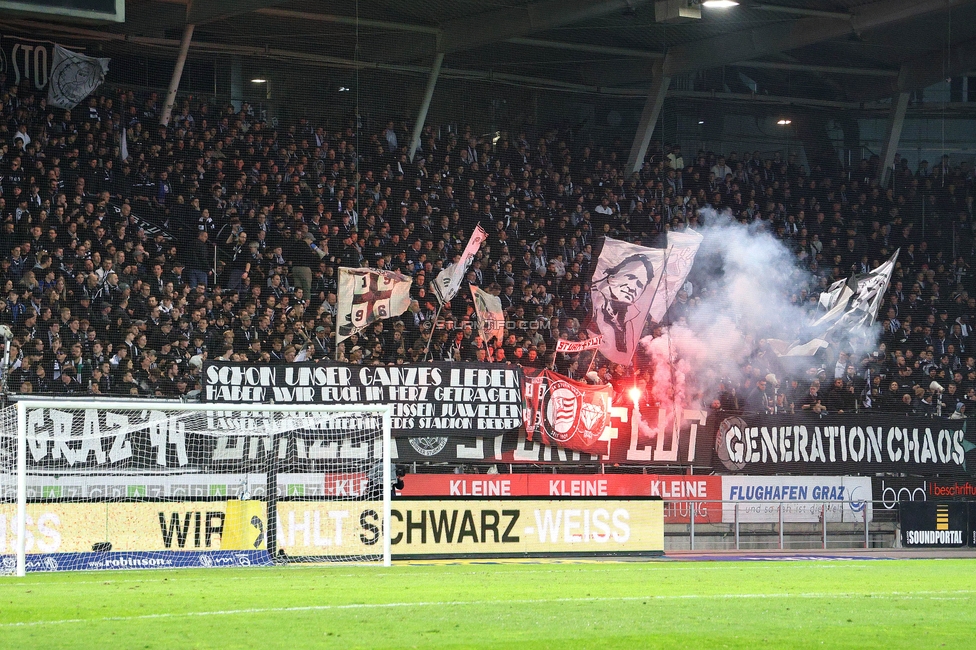 Sturm Graz - Rapid
Oesterreichische Fussball Bundesliga, 19. Runde, SK Sturm Graz - SK Rapid Wien, Stadion Liebenau Graz, 18.02.2024. 

Foto zeigt Fans von Sturm mit einem Spruchband
