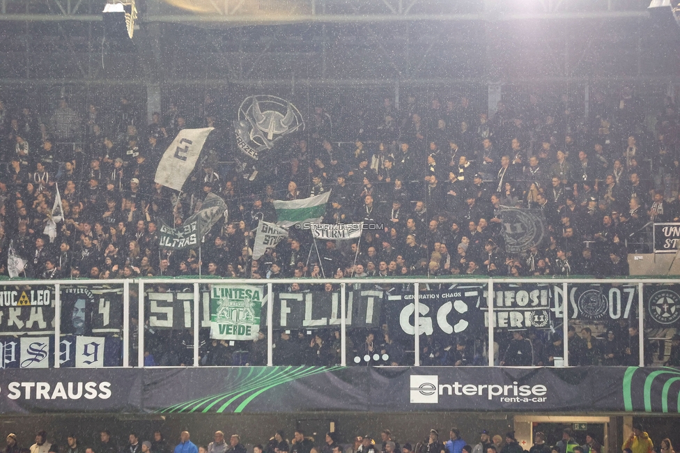 Slovan Bratislava - Sturm Graz
UEFA Conference League KO Play-offs, SK Slovan Bratislava - SK Sturm Graz, Stadium Tehelne pole Bratislava, 22.02.2024. 

Foto zeigt Fans von Sturm
