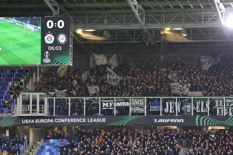 Slovan Bratislava - Sturm Graz
UEFA Conference League KO Play-offs, SK Slovan Bratislava - SK Sturm Graz, Stadium Tehelne pole Bratislava, 22.02.2024. 

Foto zeigt Fans von Sturm
