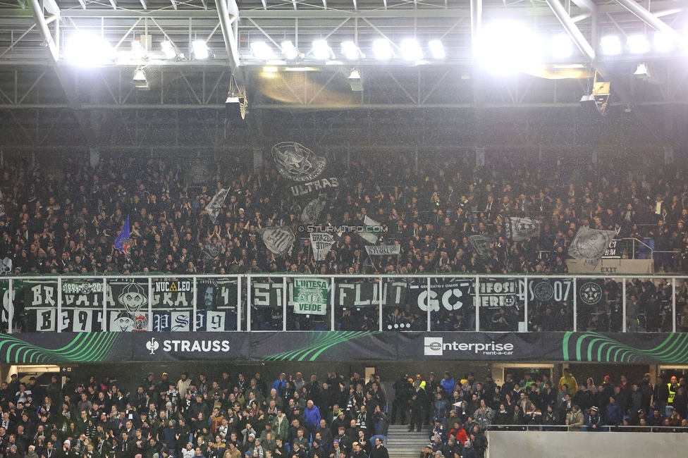 Slovan Bratislava - Sturm Graz
UEFA Conference League KO Play-offs, SK Slovan Bratislava - SK Sturm Graz, Stadium Tehelne pole Bratislava, 22.02.2024. 

Foto zeigt Fans von Sturm
