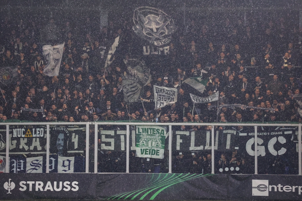 Slovan Bratislava - Sturm Graz
UEFA Conference League KO Play-offs, SK Slovan Bratislava - SK Sturm Graz, Stadium Tehelne pole Bratislava, 22.02.2024. 

Foto zeigt Fans von Sturm
