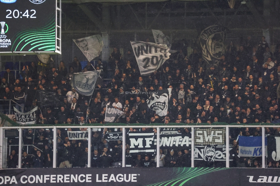 Slovan Bratislava - Sturm Graz
UEFA Conference League KO Play-offs, SK Slovan Bratislava - SK Sturm Graz, Stadium Tehelne pole Bratislava, 22.02.2024. 

Foto zeigt Fans von Sturm
