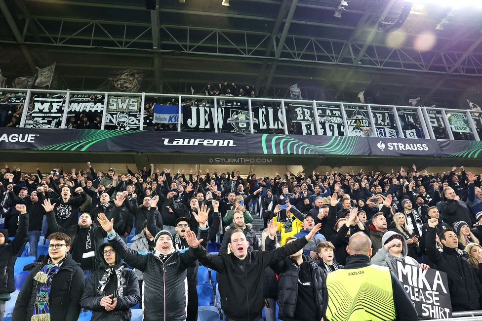 Slovan Bratislava - Sturm Graz
UEFA Conference League KO Play-offs, SK Slovan Bratislava - SK Sturm Graz, Stadium Tehelne pole Bratislava, 22.02.2024. 

Foto zeigt Fans von Sturm
