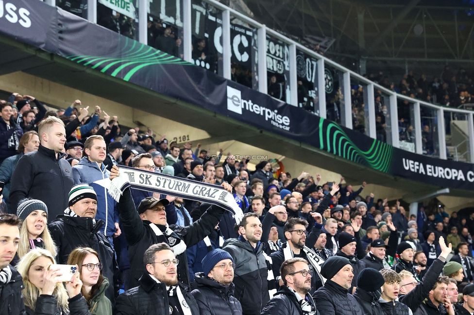 Slovan Bratislava - Sturm Graz
UEFA Conference League KO Play-offs, SK Slovan Bratislava - SK Sturm Graz, Stadium Tehelne pole Bratislava, 22.02.2024. 

Foto zeigt Fans von Sturm
