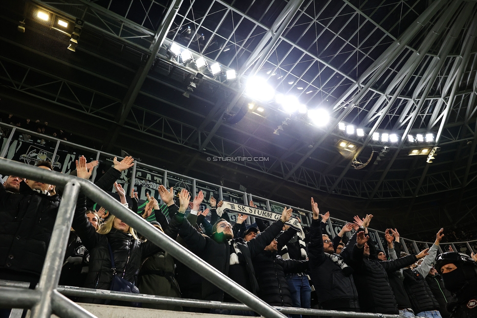 Slovan Bratislava - Sturm Graz
UEFA Conference League KO Play-offs, SK Slovan Bratislava - SK Sturm Graz, Stadium Tehelne pole Bratislava, 22.02.2024. 

Foto zeigt Fans von Sturm
