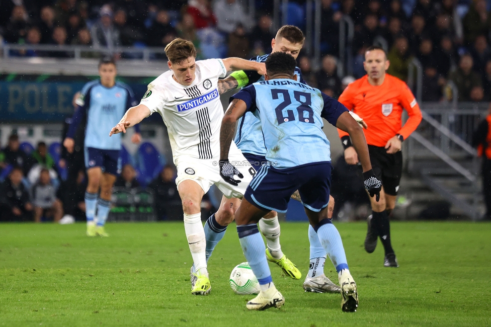 Slovan Bratislava - Sturm Graz
UEFA Conference League KO Play-offs, SK Slovan Bratislava - SK Sturm Graz, Stadium Tehelne pole Bratislava, 22.02.2024. 

Foto zeigt Alexander Prass (Sturm)
