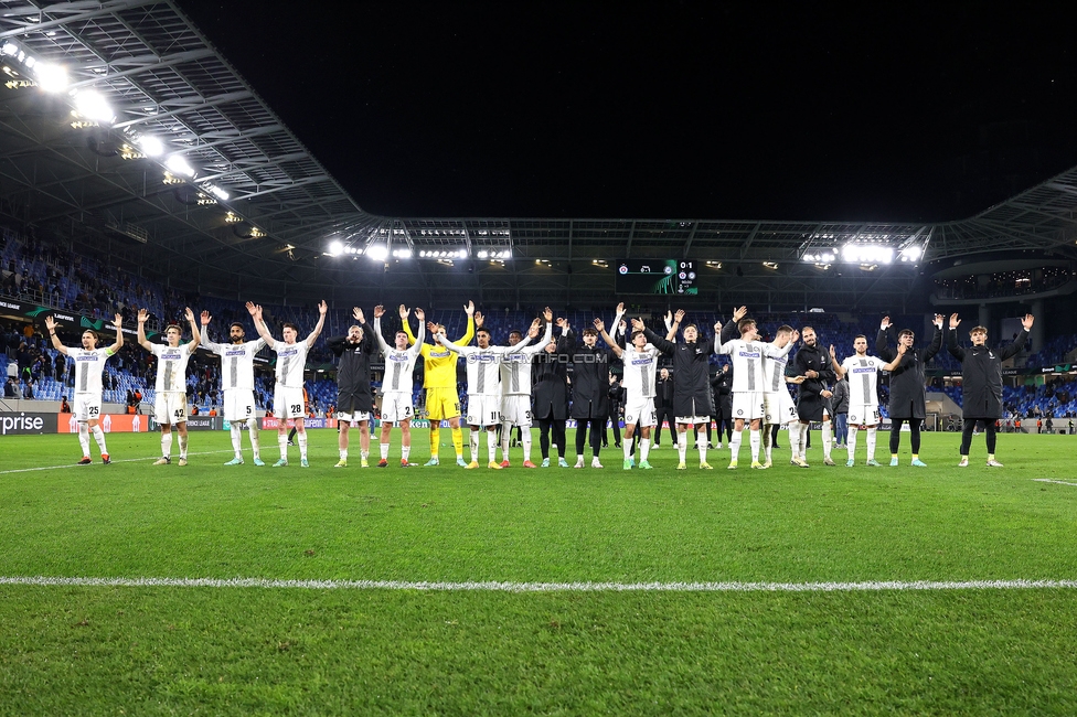 Slovan Bratislava - Sturm Graz
UEFA Conference League KO Play-offs, SK Slovan Bratislava - SK Sturm Graz, Stadium Tehelne pole Bratislava, 22.02.2024. 

Foto zeigt die Mannschaft von Sturm
