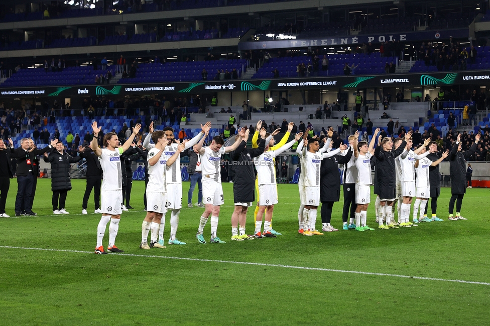 Slovan Bratislava - Sturm Graz
UEFA Conference League KO Play-offs, SK Slovan Bratislava - SK Sturm Graz, Stadium Tehelne pole Bratislava, 22.02.2024. 

Foto zeigt die Mannschaft von Sturm
