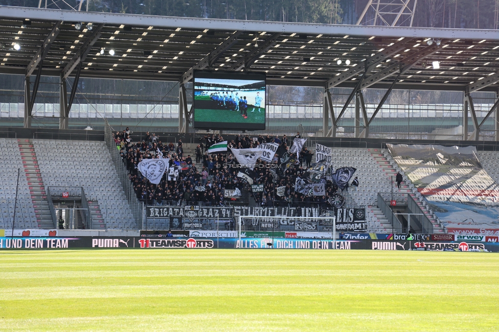 WSG Tirol - Sturm Graz
Oesterreichische Fussball Bundesliga, 20. Runde, WSG Tirol - SK Sturm Graz, Tivoli Neu Innsbruck, 25.02.2024. 

Foto zeigt Fans von Sturm
