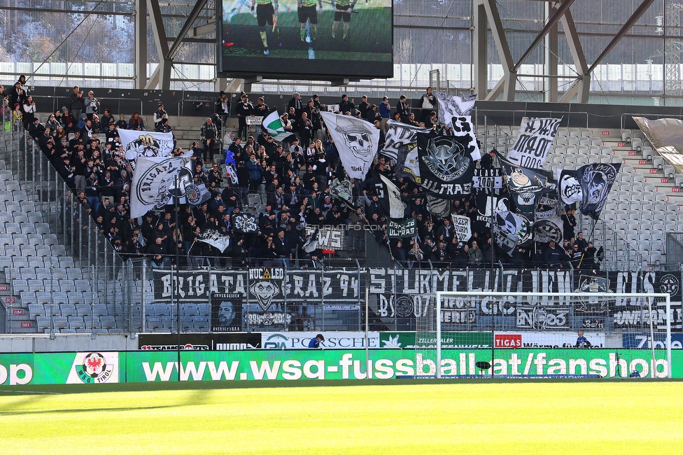 WSG Tirol - Sturm Graz
Oesterreichische Fussball Bundesliga, 20. Runde, WSG Tirol - SK Sturm Graz, Tivoli Neu Innsbruck, 25.02.2024. 

Foto zeigt Fans von Sturm
