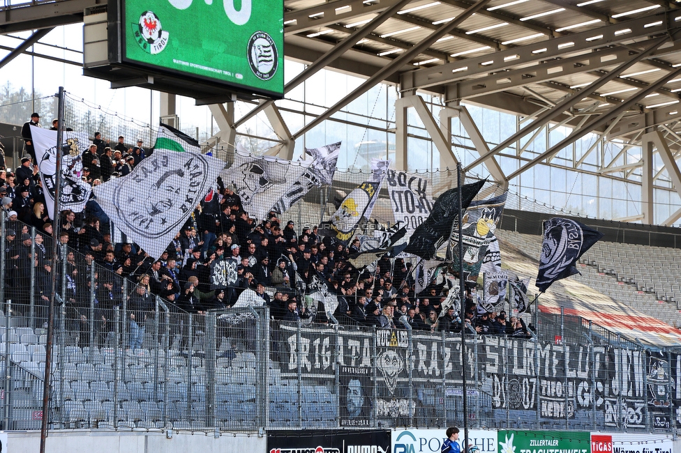 WSG Tirol - Sturm Graz
Oesterreichische Fussball Bundesliga, 20. Runde, WSG Tirol - SK Sturm Graz, Tivoli Neu Innsbruck, 25.02.2024. 

Foto zeigt Fans von Sturm
