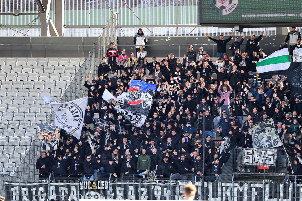 WSG Tirol - Sturm Graz
Oesterreichische Fussball Bundesliga, 20. Runde, WSG Tirol - SK Sturm Graz, Tivoli Neu Innsbruck, 25.02.2024. 

Foto zeigt Fans von Sturm
