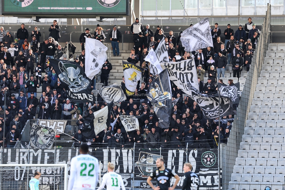 WSG Tirol - Sturm Graz
Oesterreichische Fussball Bundesliga, 20. Runde, WSG Tirol - SK Sturm Graz, Tivoli Neu Innsbruck, 25.02.2024. 

Foto zeigt Fans von Sturm
