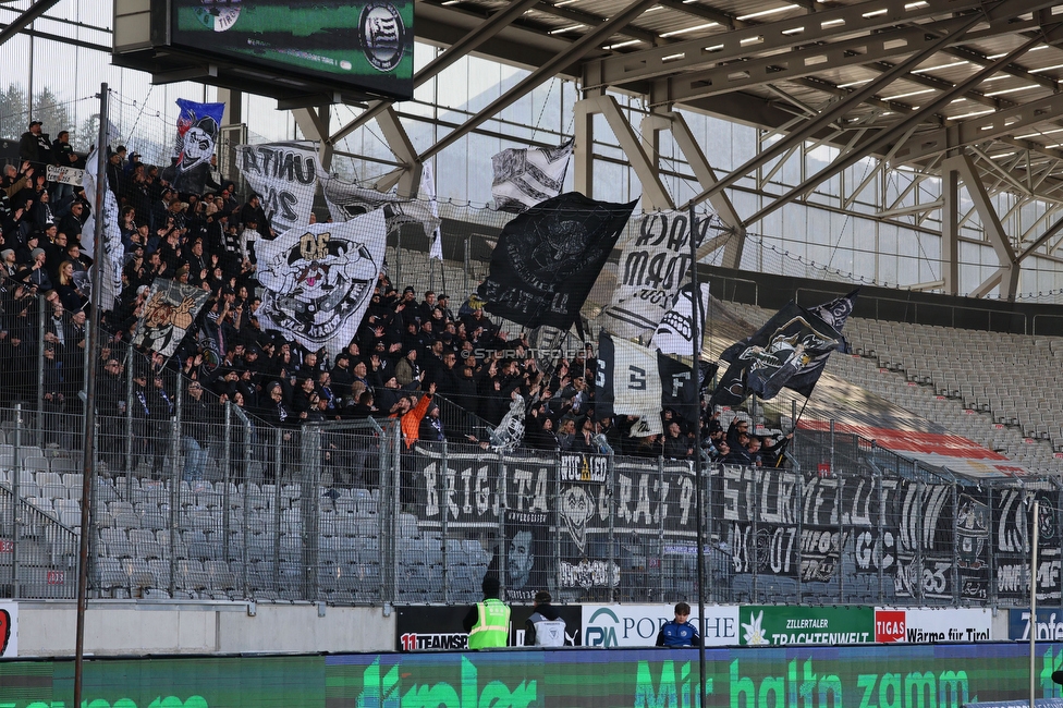 WSG Tirol - Sturm Graz
Oesterreichische Fussball Bundesliga, 20. Runde, WSG Tirol - SK Sturm Graz, Tivoli Neu Innsbruck, 25.02.2024. 

Foto zeigt Fans von Sturm
