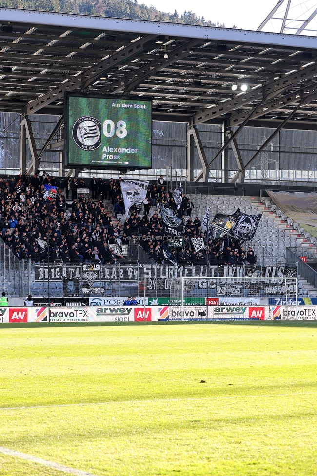 WSG Tirol - Sturm Graz
Oesterreichische Fussball Bundesliga, 20. Runde, WSG Tirol - SK Sturm Graz, Tivoli Neu Innsbruck, 25.02.2024. 

Foto zeigt Fans von Sturm
