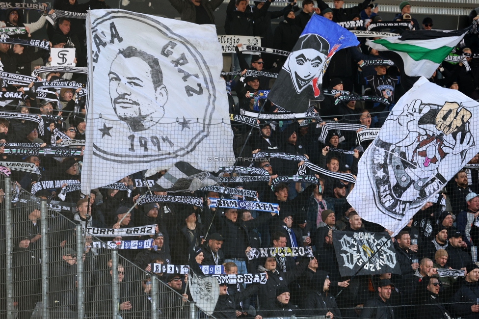 WSG Tirol - Sturm Graz
Oesterreichische Fussball Bundesliga, 20. Runde, WSG Tirol - SK Sturm Graz, Tivoli Neu Innsbruck, 25.02.2024. 

Foto zeigt Fans von Sturm
Schlüsselwörter: brigata schals