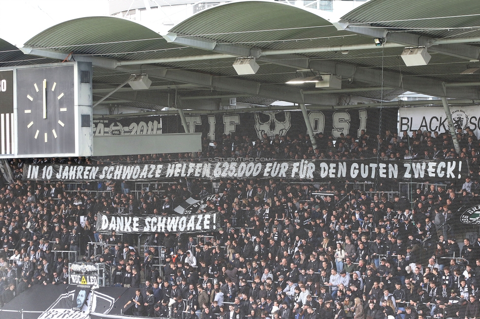 Sturm Graz - Wolfsberg
Oesterreichische Fussball Bundesliga, 21. Runde, SK Sturm Graz - Wolfsberger AC, Stadion Liebenau Graz, 03.03.2024. 

Foto zeigt Fans von Sturm mit einem Spruchband
